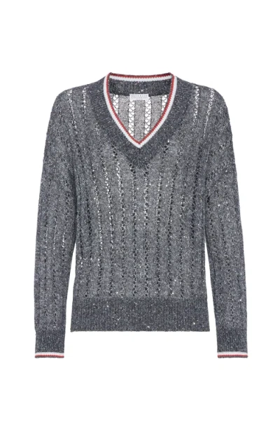 Brunello Cucinelli Dazzling Sweater In Marine Blue