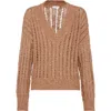 Brunello Cucinelli Dazzling Sweater In Rust Brown