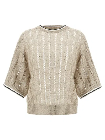 Brunello Cucinelli Dazzling Sweater Sweaters And Cardigans Beige In Neutral