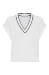 Brunello Cucinelli V-neck Short Sleeved Jumper In White