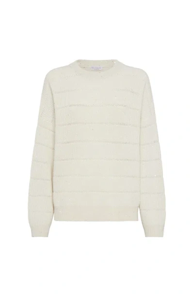 Brunello Cucinelli Dazzling Sweater With Openwork Stripes