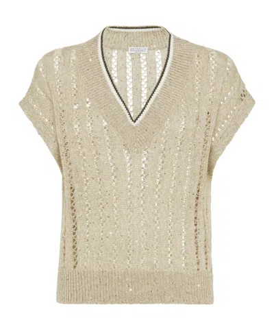 BRUNELLO CUCINELLI BRUNELLO CUCINELLI V-NECK KNITTED VEST