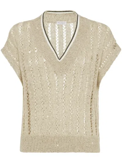 Brunello Cucinelli Dazzling T-shirt In Nude & Neutrals