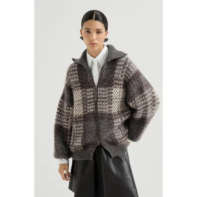 Brunello Cucinelli Dazzling Tartan Double Knit Outerwear Jacket In Multi