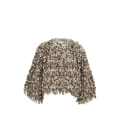 Brunello Cucinelli Dazzling Twist-embroidery Cardigan In Mohair And Wool In Metallic