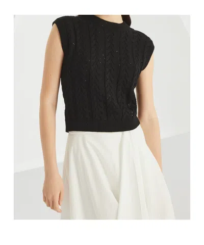 BRUNELLO CUCINELLI BRUNELLO CUCINELLI DAZZLING DOUBLE CABLE SWEATER VEST