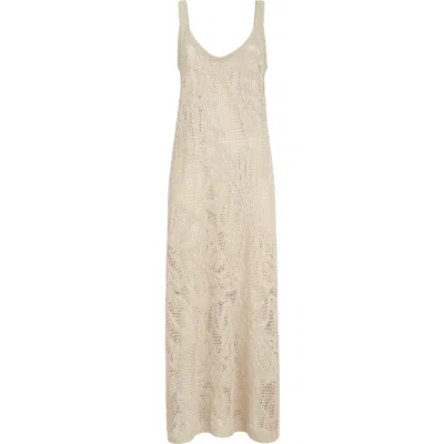 Brunello Cucinelli Dazzling Water Lilies Dress In Neutral