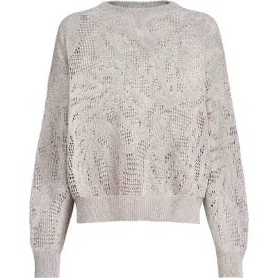 Brunello Cucinelli Dazzling Water Lilies Sweater In Gray