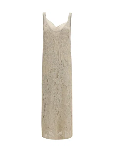 Brunello Cucinelli Dazzling Water Lillies Dress In Neutral