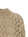 Brunello Cucinelli Dazzling Waves Openwork Sweater In Brown