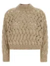 Brunello Cucinelli Dazzling Waves Openwork Sweater In Brown