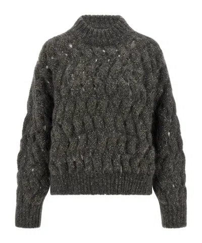 Brunello Cucinelli 'dazzling Waves' Sweater In Gray