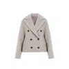 Brunello Cucinelli Women Double-breasted Wool And Cashmere Short Coat In White