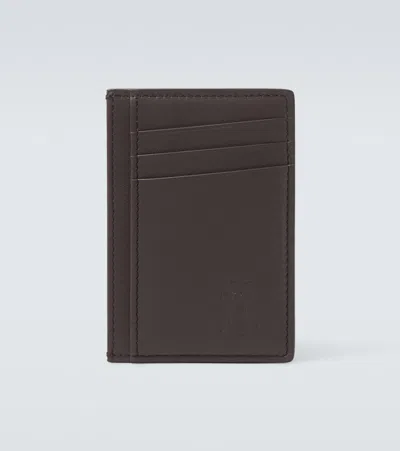 Brunello Cucinelli Debossed Leather Card Holder In Pink