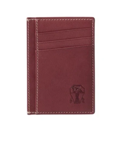 Brunello Cucinelli Debossed-logo Cardholder In Burgundy