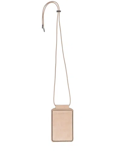 Brunello Cucinelli Debossed-logo Crossbody Bag In Nude