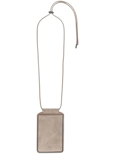 Brunello Cucinelli Debossed-logo Suede Phone Case In Nude