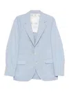 Brunello Cucinelli Linen And Wool Chevron Blazer Light Blue In Blue