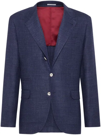 Brunello Cucinelli Pinstripe Single-breasted Blazer In Blue