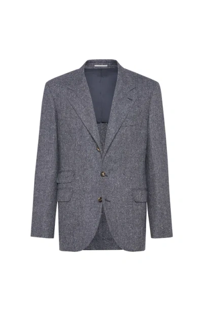 Brunello Cucinelli Deconstructed Cavallo Blazer In Gray