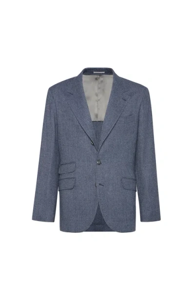 Brunello Cucinelli Deconstructed Cavallo Blazer In Blue