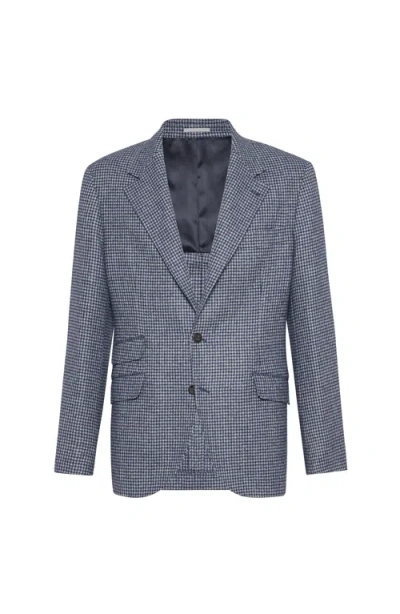 Brunello Cucinelli Deconstructed Cavallo Blazer In Blue