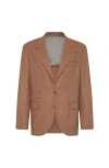 Brunello Cucinelli Herringbone-pattern Single-breasted Blazer In Animal Print
