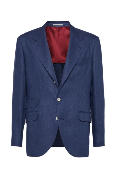 Brunello Cucinelli Deconstructed Cavallo Blazer In Denim