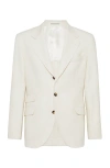 Brunello Cucinelli Wool-cashmere-silk Deconstructed Blazer In Neutral
