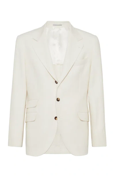 Brunello Cucinelli Linen-blend Deconstructed Cavallo Blazer In Beige