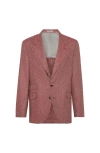 Brunello Cucinelli Herringbone Deconstructed Blazer In Pink