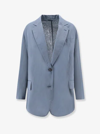 Brunello Cucinelli Deconstructed Cotton Blazer In Blue