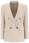 Brunello Cucinelli Beige Double-breasted Jacket In Wool And Cashmere Women In Beige