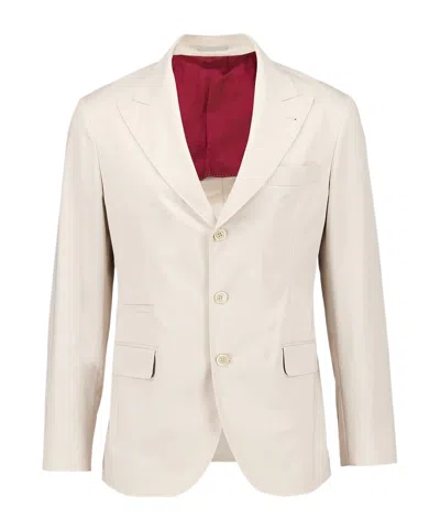 Brunello Cucinelli Deconstructed Gabardine Large Lapels Blazer In White