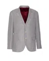 Brunello Cucinelli Grey Melange Wool And Silk Blend Blazer In Grey