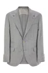 Brunello Cucinelli Men Deconstructed Jacket In Délavé Linen In Gray