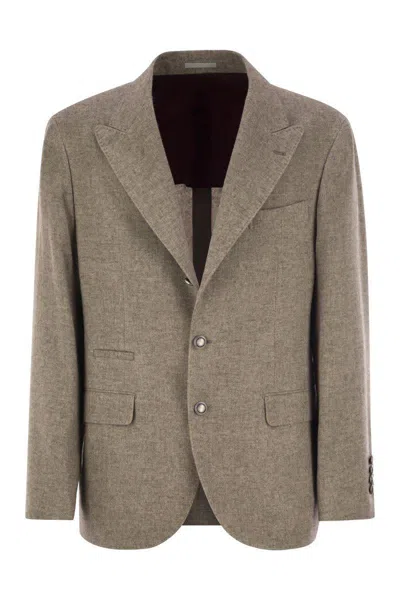 Brunello Cucinelli Deconstructed Jacket In Yack In Beige