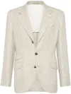Brunello Cucinelli Linen-wool-silk Single-breasted Blazer In Neutrals