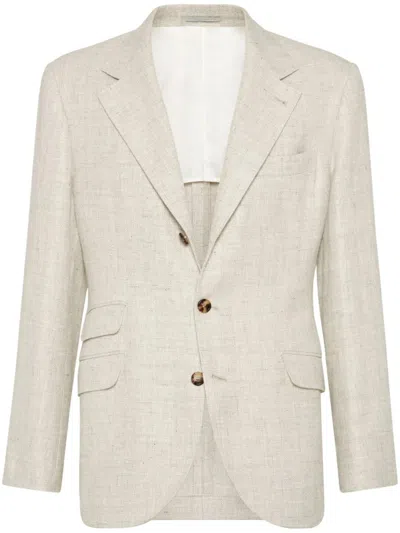 Brunello Cucinelli Deconstructed Jacket With Classic Notch Lapel In Multicolor