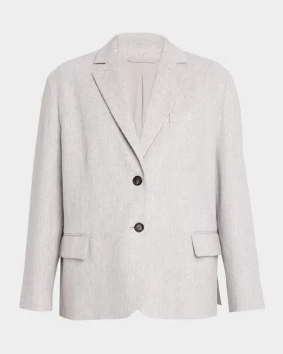 Brunello Cucinelli Deconstructed Jersey Single-breasted Blazer Jacket In Purple