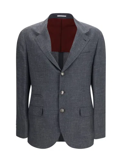 Brunello Cucinelli Deconstructed Merino Wool Blazer In Multi