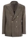 Brunello Cucinelli Deconstructed One-and-a-half-breasted Pinstripe Jacket In Brown