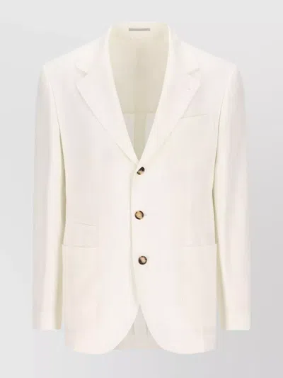 Brunello Cucinelli Deconstructed Single-breasted Jacket Patch Pockets In White