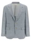 Brunello Cucinelli Deconstructed Single-breasted Washed Linen Blazer In Blue