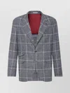 Brunello Cucinelli Deconstructed Wool Jacket Checked Pattern In Gray