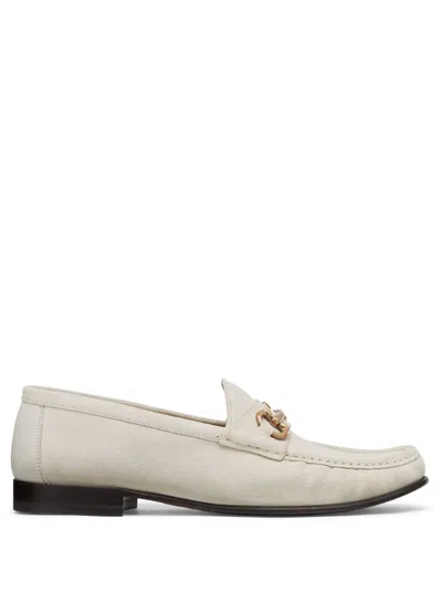 Brunello Cucinelli Decorative-buckle Leather Shoes In White