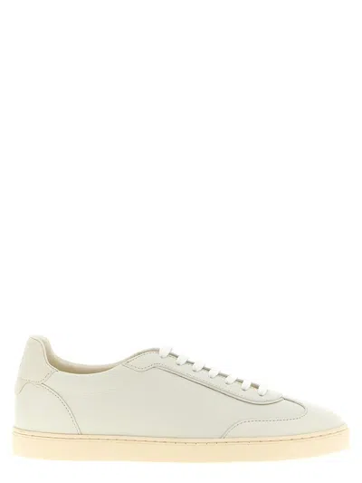 Brunello Cucinelli Deer Leather Sneakers In White