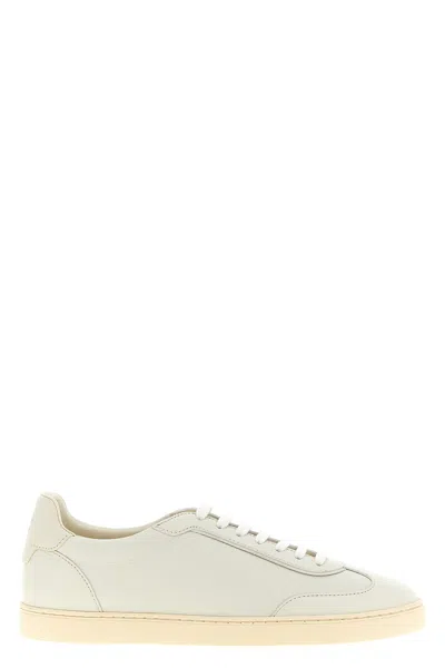 Brunello Cucinelli Deer Leather Sneakers In White