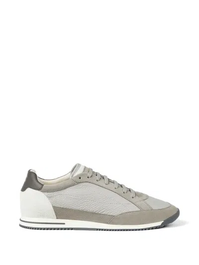 Brunello Cucinelli Deerskin And Suede Sneakers In Gray