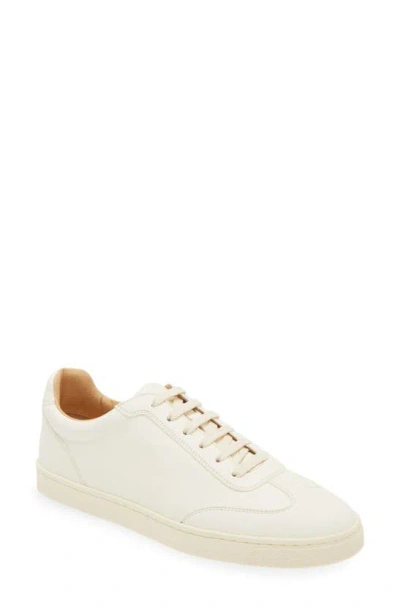Brunello Cucinelli Deerskin Leather Low Top Sneaker In Off White